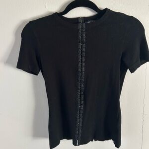 Dolce and Gabbana Vintage 90s Black Fish-and-Eye Hook Short-Sleeve Top